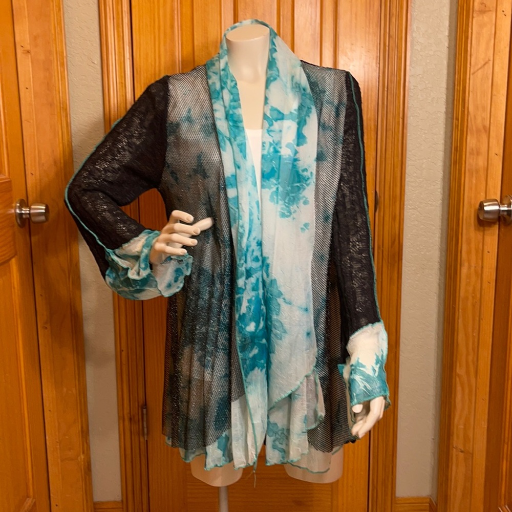 NWT Pretty Angel Aqua and Black Large Cardigan